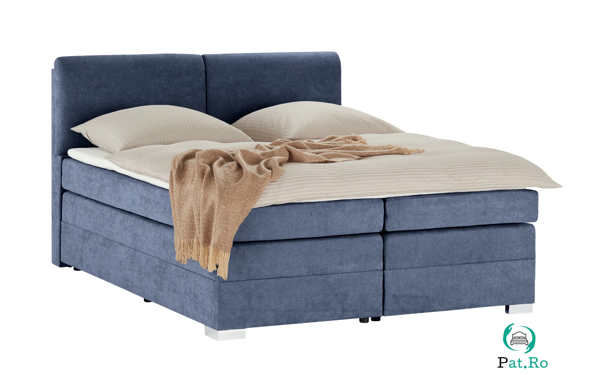 Pat Boxspring Charlotte, cu ladă de depozitare, saltea și topper incluse la 4,279.00 lei ron